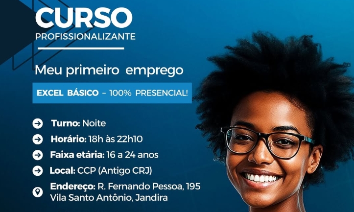 Jandira oferece curso gratuito de Excel Básico para jovens de 16 a 24 anos